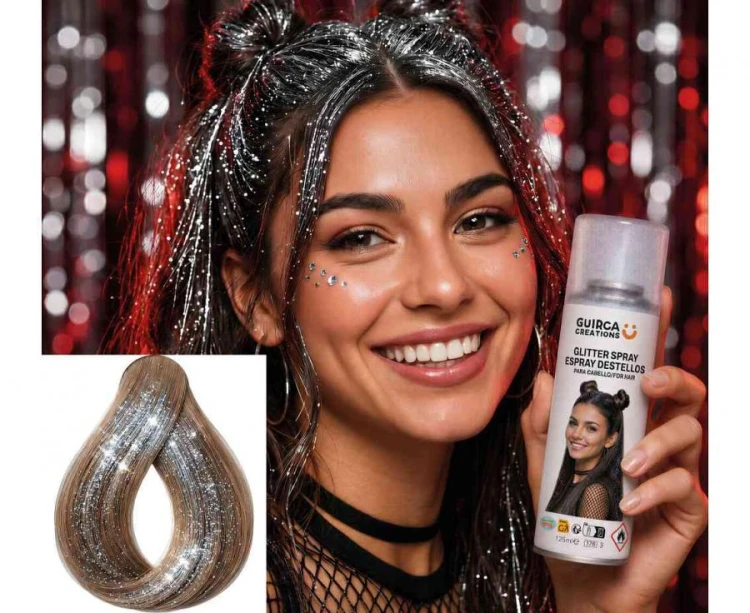 Brokat Spray do Włosów Srebrny 125 ml Lakier Brokatowy Impreza Party