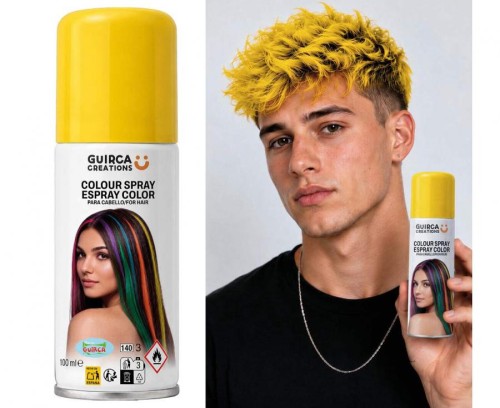 Spray Koloryzujący Do Włosów Żółty 125 ml Lakier Zmywalny Party