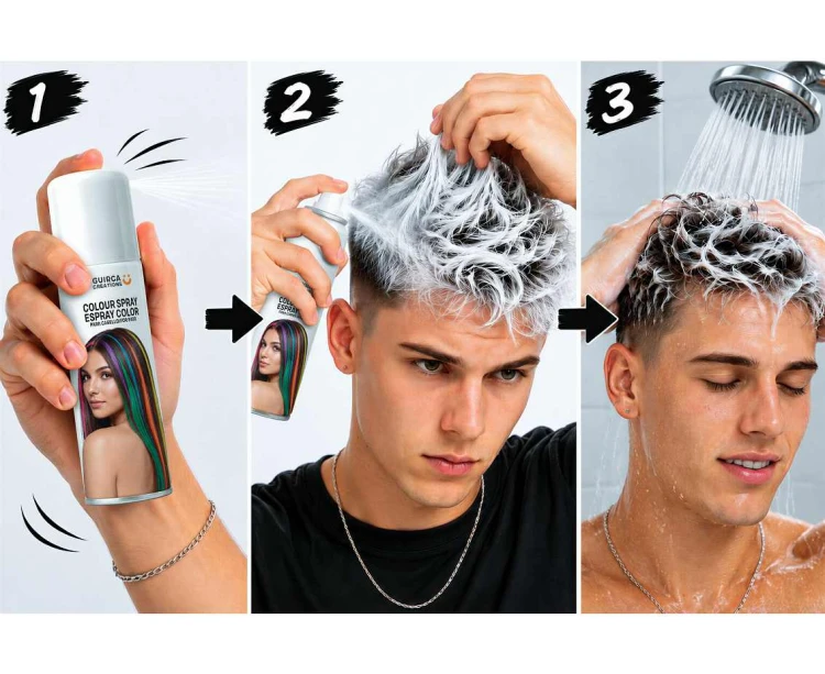 Spray Koloryzujący Do Włosów Biały 125 ml Lakier Zmywalny Party