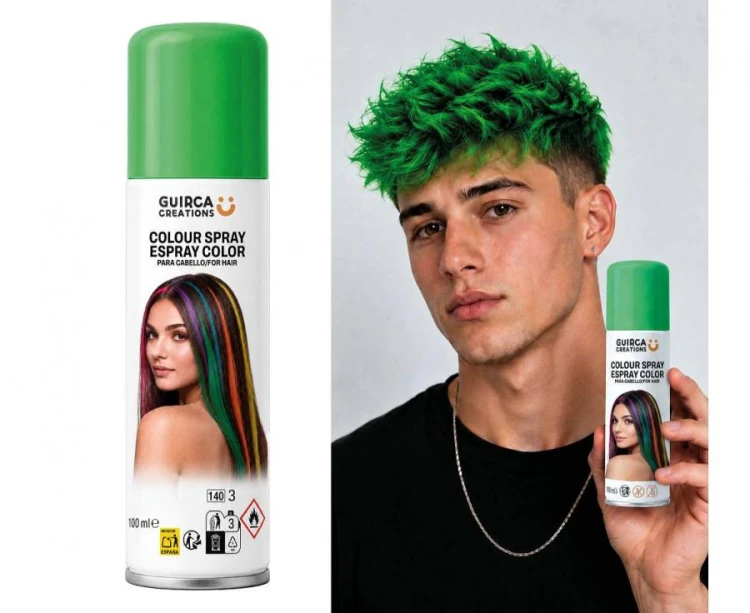 Spray Koloryzujący Do Włosów Zielony 125 ml Lakier Zmywalny Party