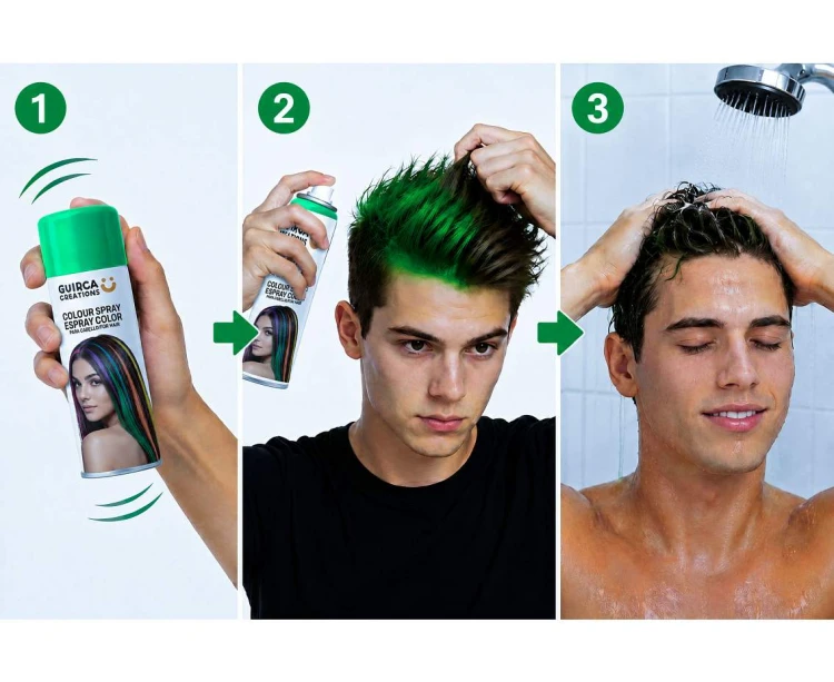 Spray Koloryzujący Do Włosów Zielony 125 ml Lakier Zmywalny Party