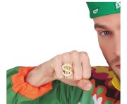 Pierścień Dolar Złoty 3 cm Sygnet Złoty Raper Gangster Przebranie Party