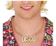 Naszyjnik Z Napisem Disco Złoty 7 cm Zawieszka Biżuteria Party