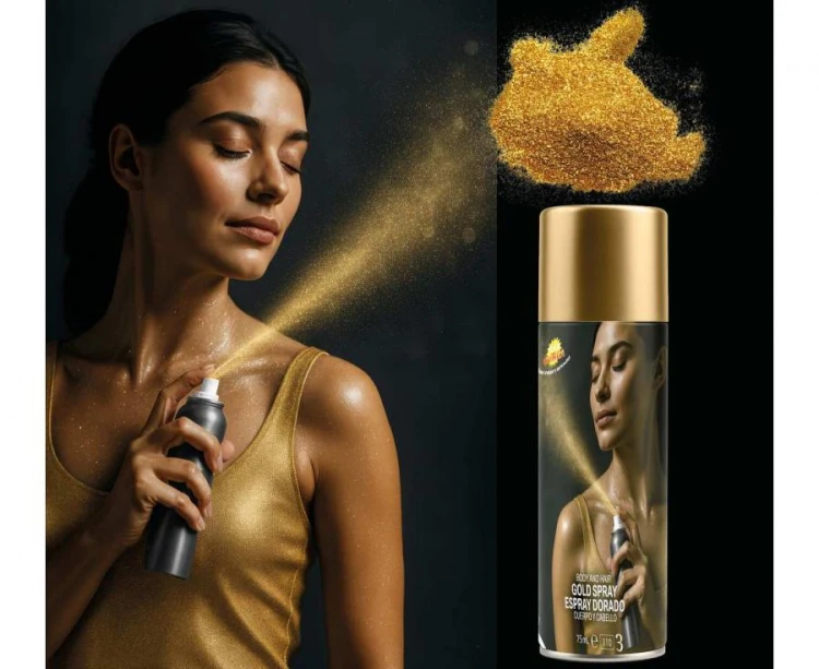 Farba do Ciała Włosów Twarzy Spray Złota 75 ml Makijaż Impreza Party