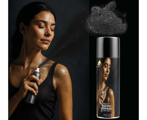 Farba do Ciała Włosów Twarzy Spray Czarna 75 ml Makijaż Impreza Party