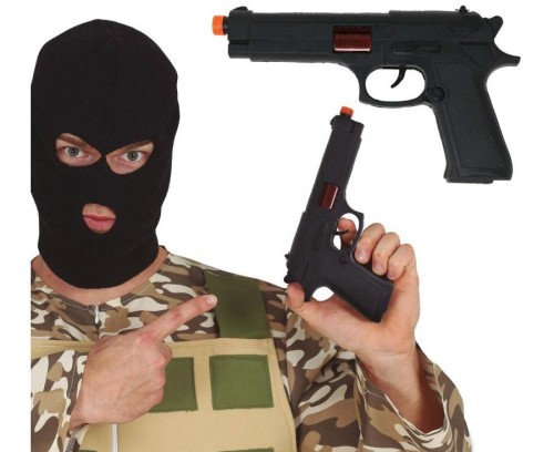 Czarny Pistolet 23 cm Plastikowy Rekwizyt Do Stroju Przebranie Party