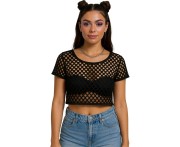 Czarna Koszulka Z Siateczki Mesh Bluzka Party Lata 80 90 Kostium