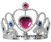 Tiara Srebrna z Różowym Sercem Korona Diadem Dla Dzieci Księżniczka