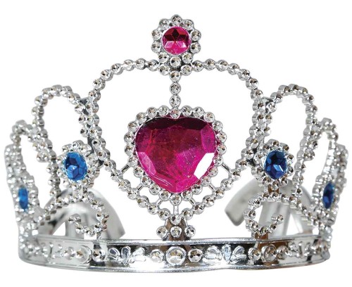 Tiara Srebrna z Różowym Sercem Korona Diadem Dla Dzieci Księżniczka