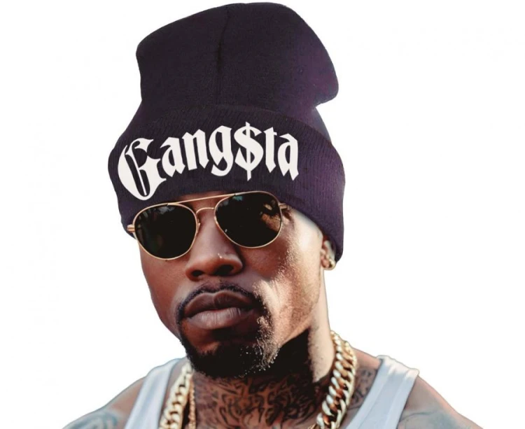 Czapka Raperska Czarna Dzianinowa Z Napisem Gangsta Raper