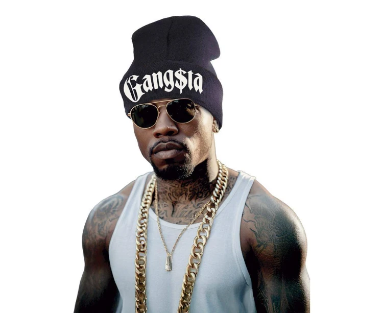 Czapka Raperska Czarna Dzianinowa Z Napisem Gangsta Raper