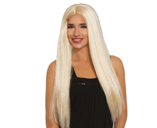 Peruka Długie Blond Włosy - Proste Z Grzywką Barbie Księżniczka