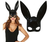 Maska Z Uszami Królika Czarna - Króliczek Bunny Halloween Bal