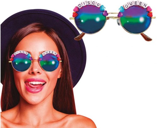 Okulary Królowa Disco Kolorowe Brokatowe Lata 70 80 Imprezowe Retro