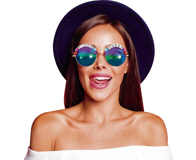 Okulary Królowa Disco Kolorowe Brokatowe Lata 70 80 Imprezowe Retro
