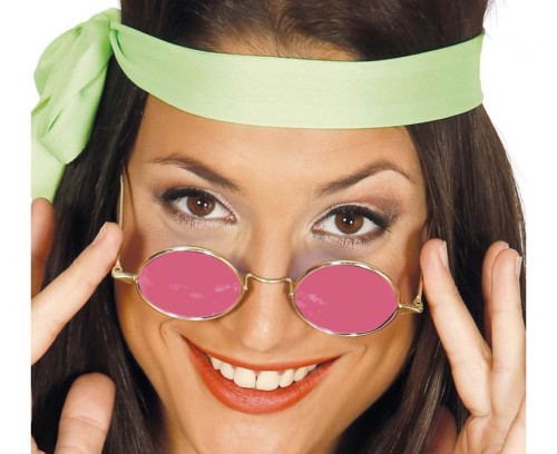 Okulary Hipisa RÓŻOWE Lenonki Dzieci Młodzież Hippie Strój Retro