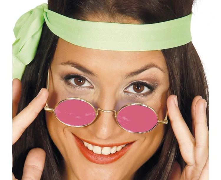 Okulary Hipisa RÓŻOWE Lenonki Dzieci Młodzież Hippie Strój Retro