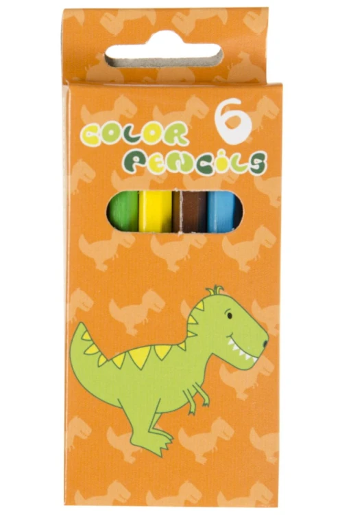 Drewniane kredki zest 6 sztuk KRÓTKIE 9cm DINOZAUR .jpg