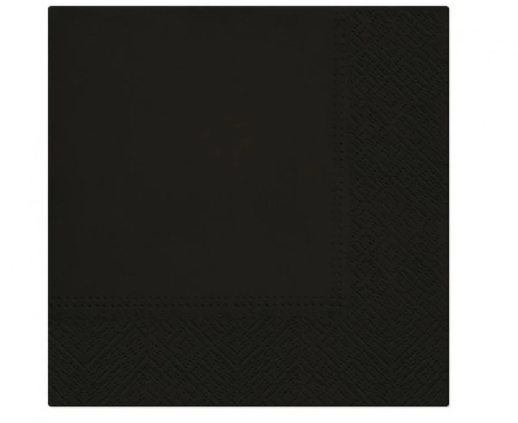 Serwetki PAW gładkie jednokolorowe Black 33x33 cm / 20 szt.
