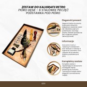 Zestaw do kaligrafii z czarnym piórem - pieczęć, lak i 6 stalówek  (3).jpg