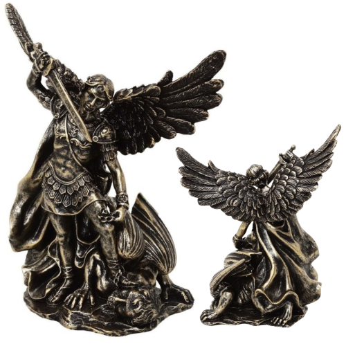 Figurka Archanioła Michała walczącego ze smokiem – symbol zwycięstwa dobra (1).png