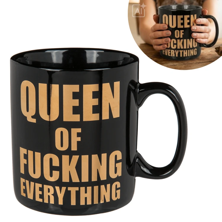 Kubek XL Queen of Fucking Królowa Czarny Duży (8).png
