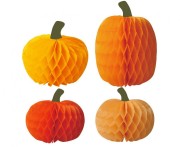 Zestaw rozet papierowych Dynie 4 szt. - Dekoracje na Halloween
