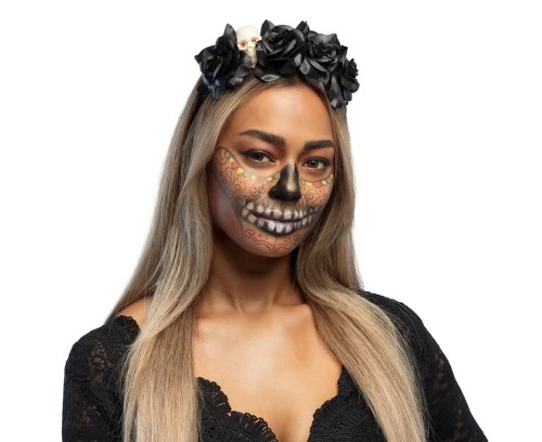 Opaska do włosów La Muerte - opaska na Halloween czarna Boland