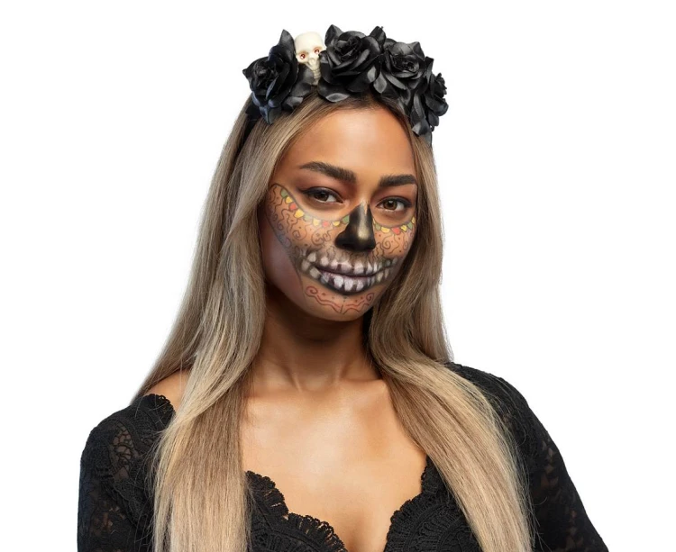 Opaska do włosów La Muerte - opaska na Halloween czarna Boland
