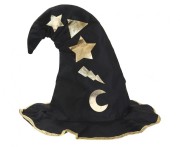 Czarny kapelusz czarownicy w gwiazdki - Kapelusz na Halloween