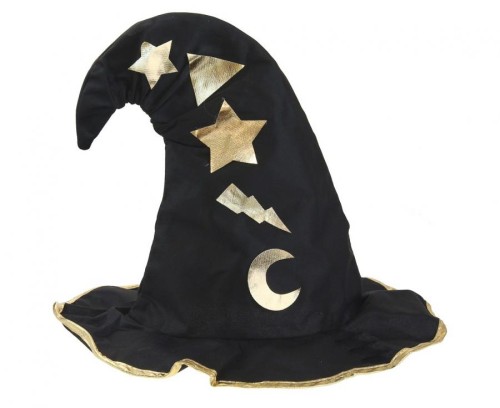 Czarny kapelusz czarownicy w gwiazdki - Kapelusz na Halloween