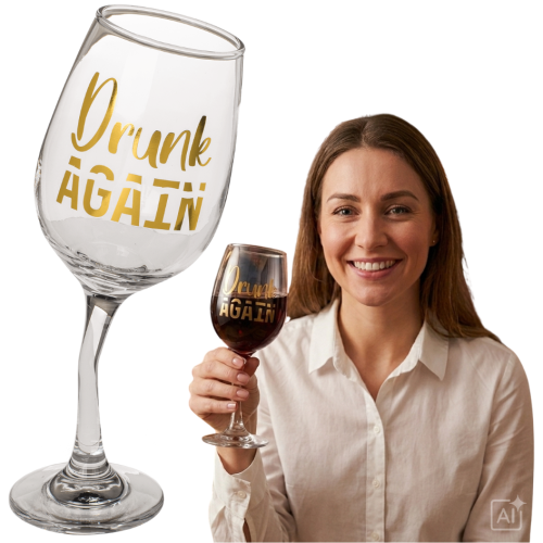 Pijany kieliszek do wina Drunk Again Śmieszny XXL (1).png