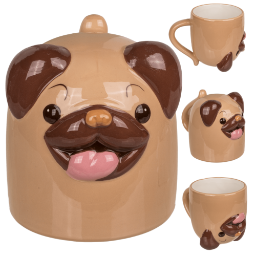 Kubek z odwróconą głową Mops Pies 400 ml Zwierzęta (3).png