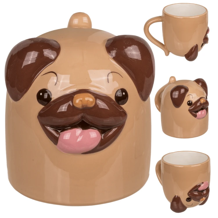 Kubek z odwróconą głową Mops Pies 400 ml Zwierzęta (3).png