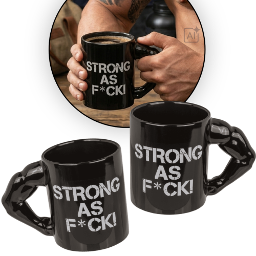 Kubek Strong as FCK – Ceramiczny Kubek z Uchwyt-Popełnionym Bicepsem (1).png