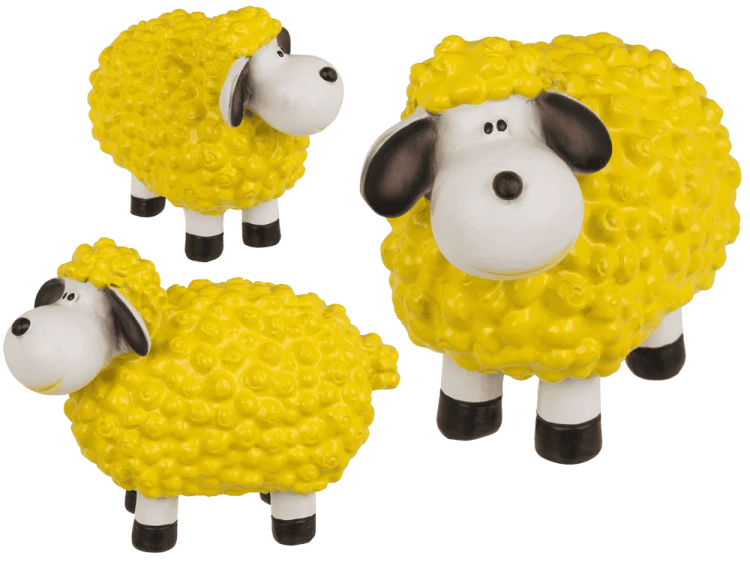 Żółta ceramiczna owieczka 15 cm - Słoneczna figurka z loczkami  (1).png