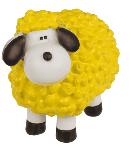 Żółta ceramiczna owieczka 15 cm - Słoneczna figurka z loczkami  (2).png