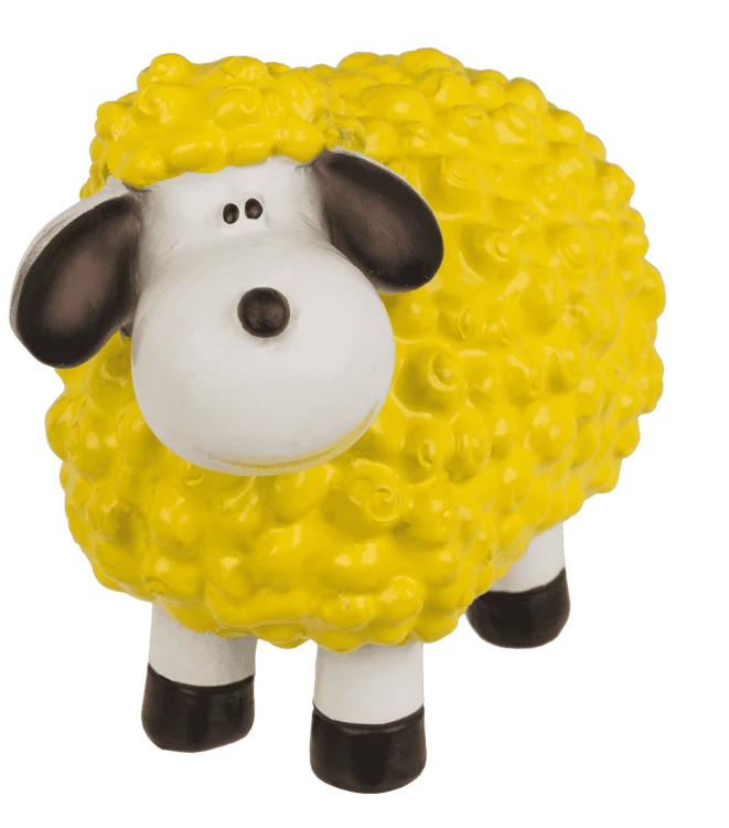 Żółta ceramiczna owieczka 15 cm - Słoneczna figurka z loczkami  (2).png