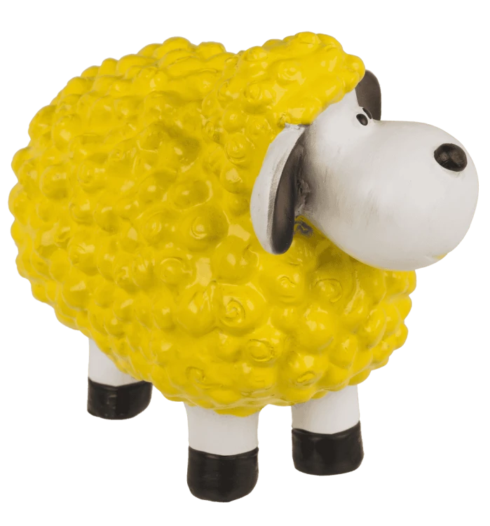 Żółta ceramiczna owieczka 15 cm - Słoneczna figurka z loczkami  (3).png