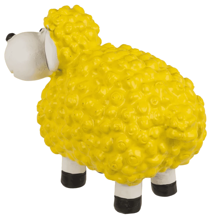 Żółta ceramiczna owieczka 15 cm - Słoneczna figurka z loczkami  (4).png