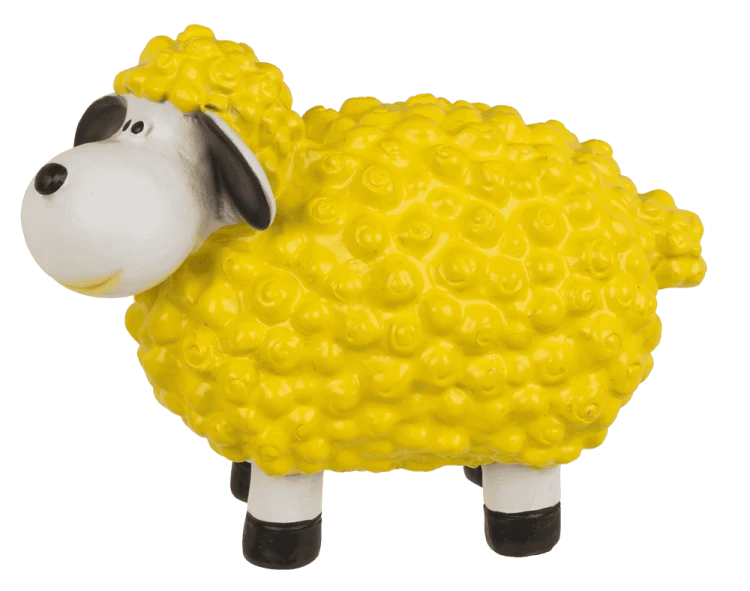 Żółta ceramiczna owieczka 15 cm - Słoneczna figurka z loczkami  (5).png