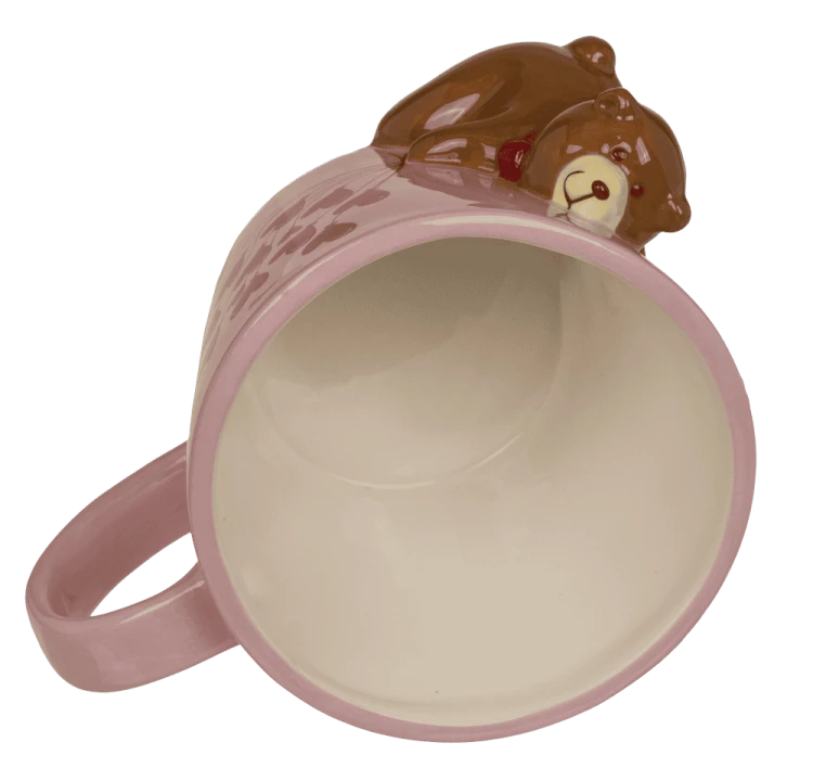 Różowy kubek z misiem i sercami 300 ml - Prezent dla ukochanej  (5).png
