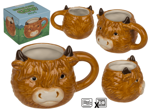 Kubek Krowa Highland 300 ml - Ceramiczny kubek z rogami i sierścią  (1).png