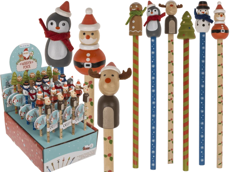 Ołówek świąteczny drewniany z figurką - Prezent dla dzieci  (1).png