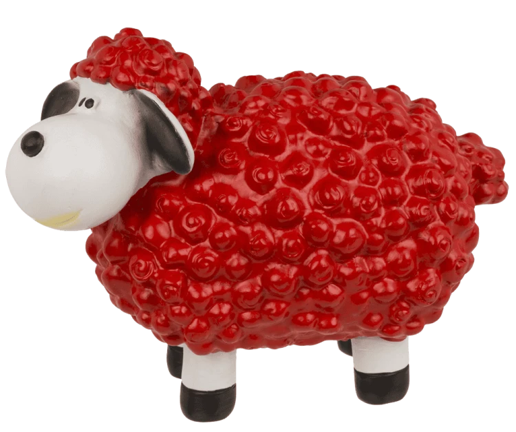 Czerwona owieczka 15 cm z loczkami - figurka dekoracyjna na prezent  (4).png