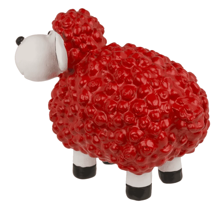 Czerwona owieczka 15 cm z loczkami - figurka dekoracyjna na prezent  (5).png