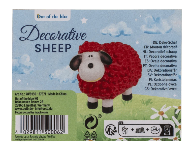 Czerwona owieczka 15 cm z loczkami - figurka dekoracyjna na prezent  (6).png