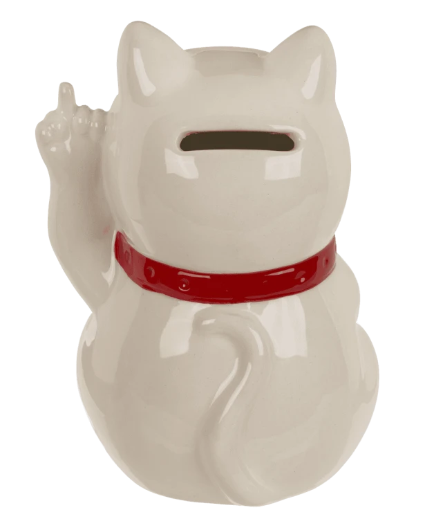 Skarbonka wściekły kot z gestem ceramiczny - prezent dla kociarza  (5).png