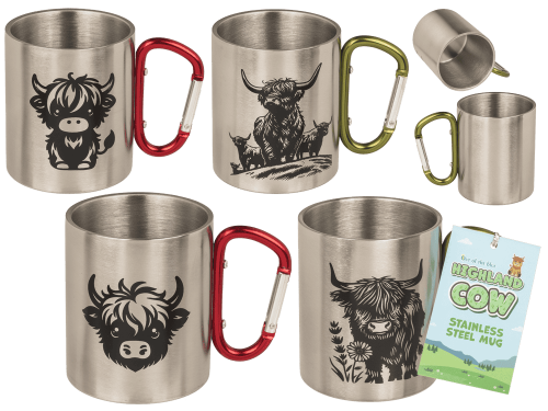 Stalowy Kubek z Karabińczykiem Highland Cow - Krowa Szkocka  (1).png