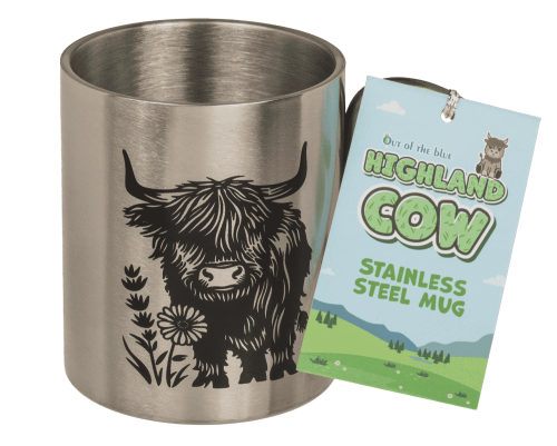 Stalowy Kubek z Karabińczykiem Highland Cow - Krowa Szkocka  (2).png